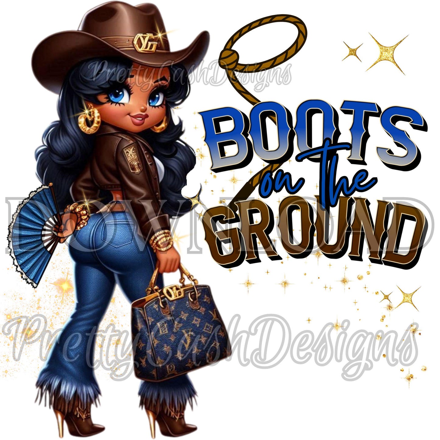 Betty Boop in Blue Boots on the Ground PNG, Cowgirl Sublimation Shirt Art