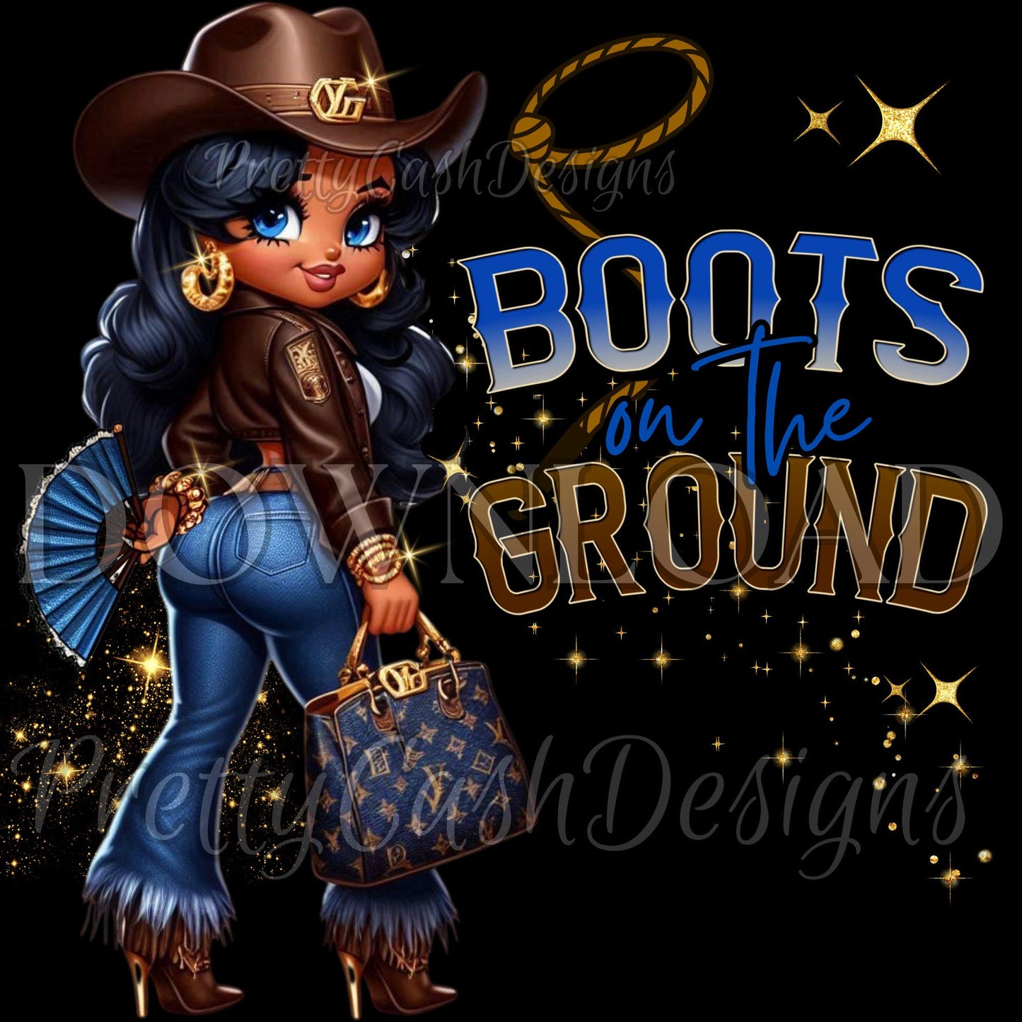 Betty Boop in Blue Boots on the Ground PNG, Cowgirl Sublimation Shirt Art
