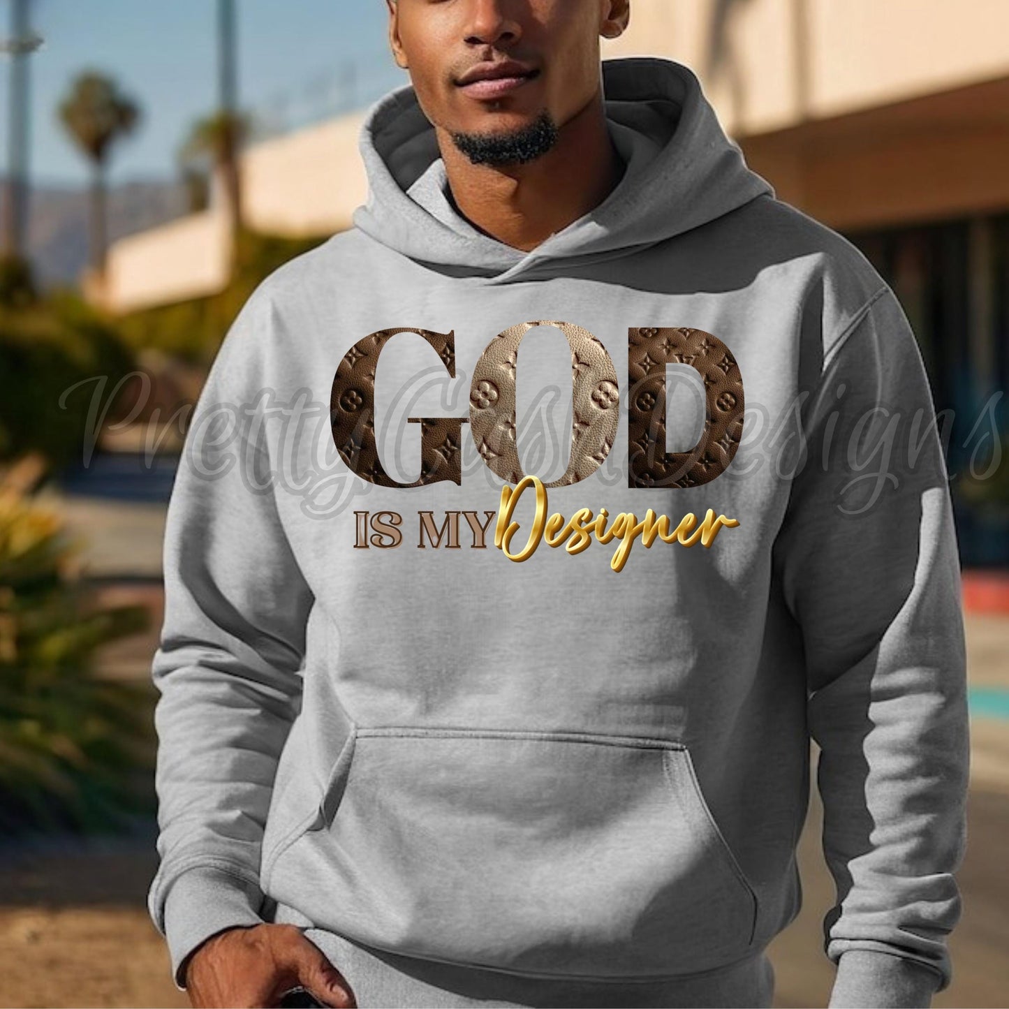 God Is My Designer PNG, Christian Fashion Digital Design in Gold Texture for Sublimation